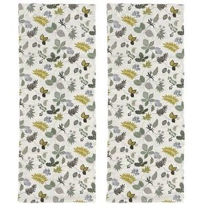 HEMTEX Botanical Leaves Decorative Narrow Panel Curtain Set 1.5’ x 7.9’